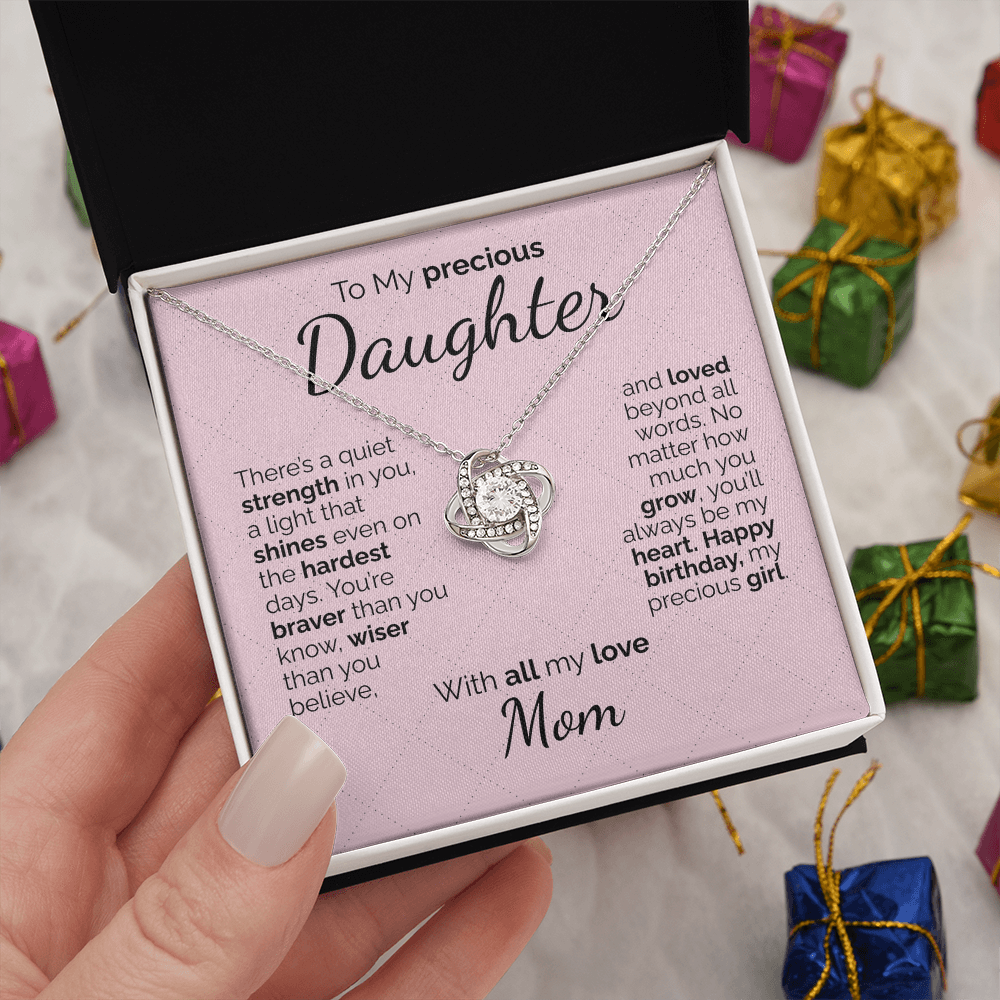 To My Daughter Necklace – Sentimental Jewelry Gift with Heartfelt Message Card – Birthday Present from Mom