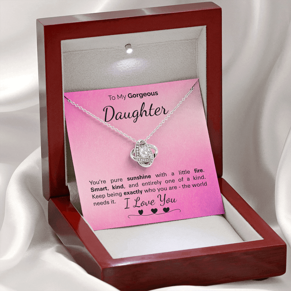 To My Gorgeous Daughter Necklace – Inspirational Jewelry Gift with Loving Message Card – Birthday, Graduation, Christmas, or Special Occasion from Mom or Dad