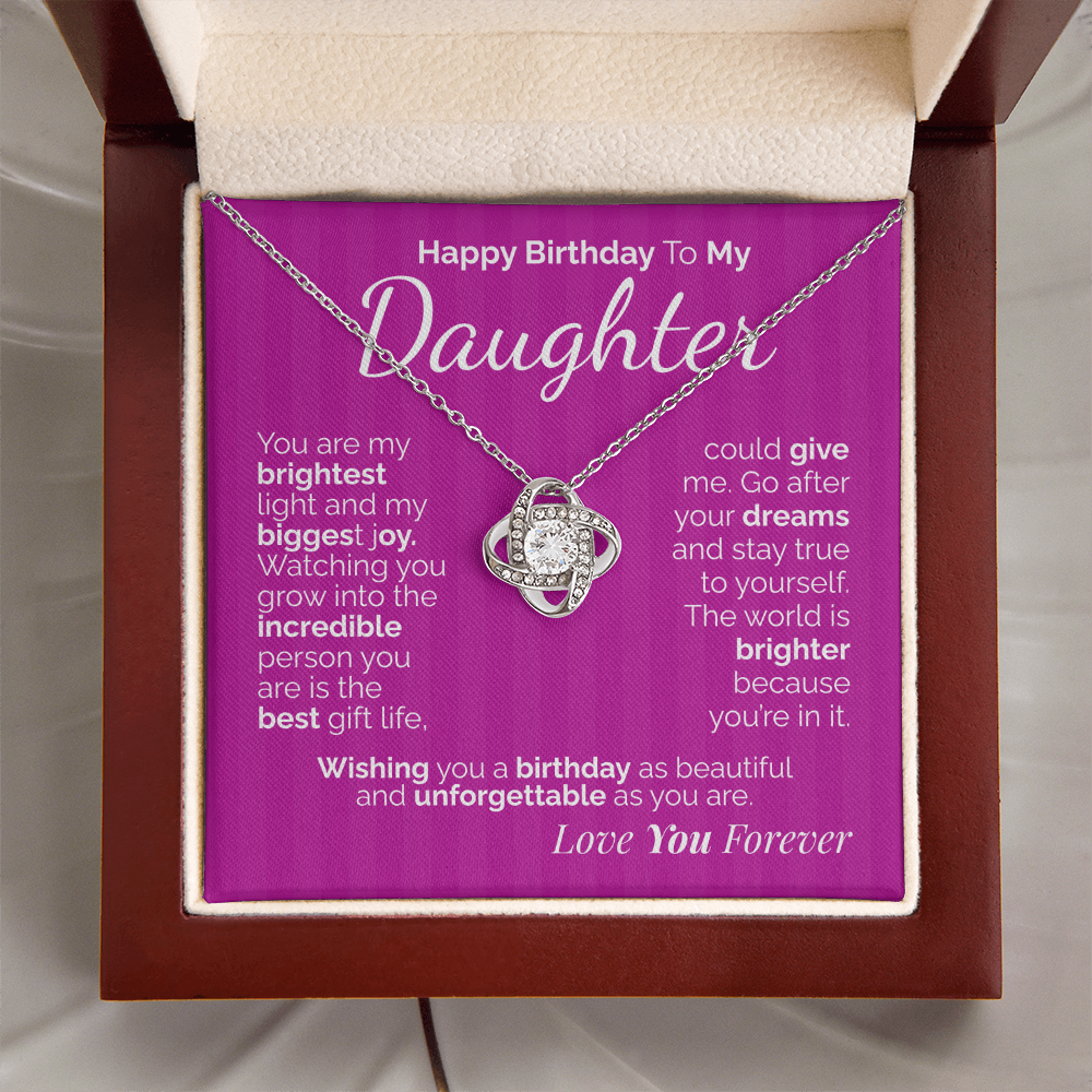 Happy Birthday to My Daughter Necklace – Sentimental Jewelry Gift with Heartfelt Message Card – Birthday Present from Mom or Dad