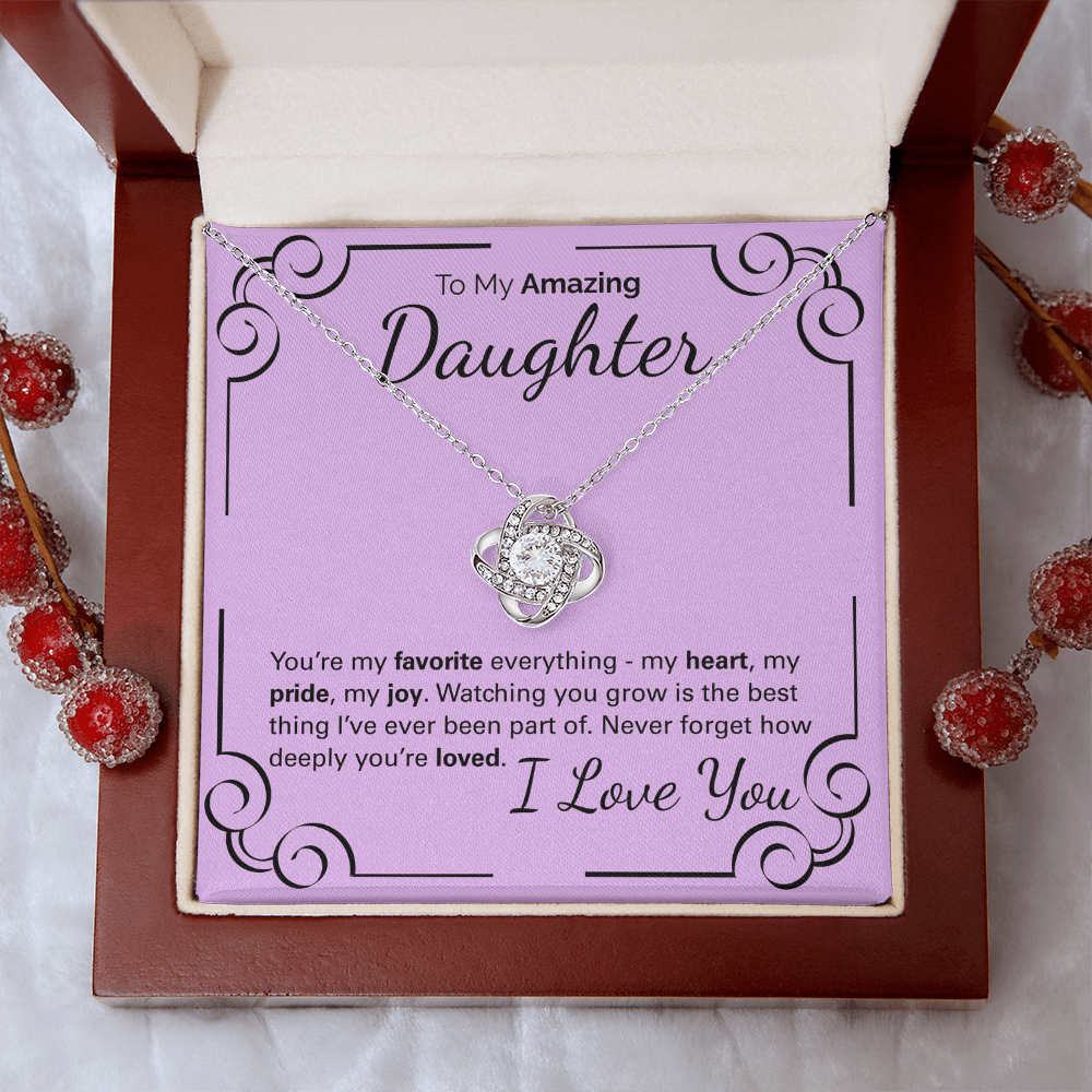 To My Amazing Daughter Necklace – Heartfelt Jewelry Gift with Loving Message Card – Birthday, Graduation, Christmas, or Special Occasion from Mom or Dad