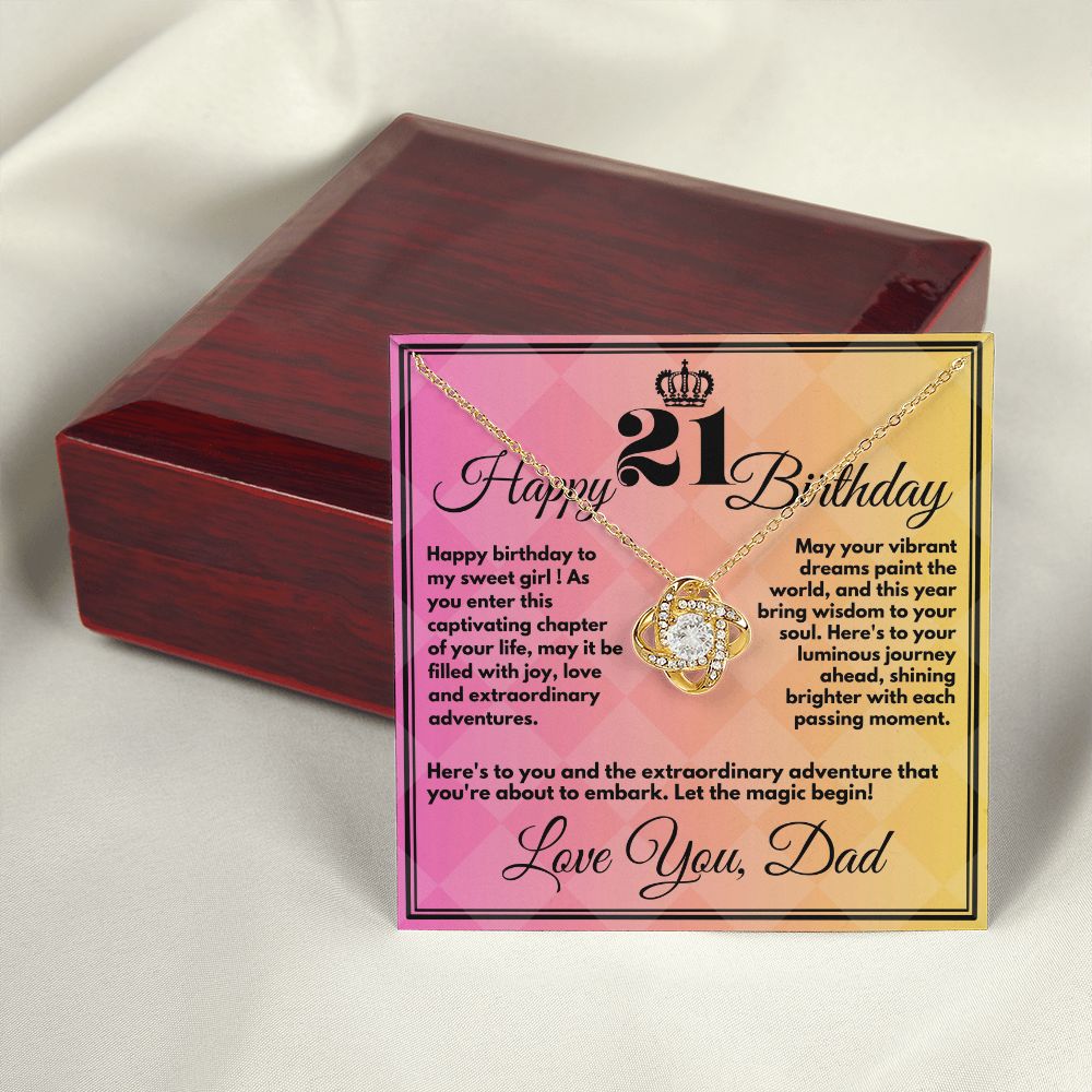 21st Birthday Gift for Girls, Cute Jewelry Necklace from Father, Message Card And Gift Box, Unique Present To Girl From Dad on Her 21 Birthday - Zahlia