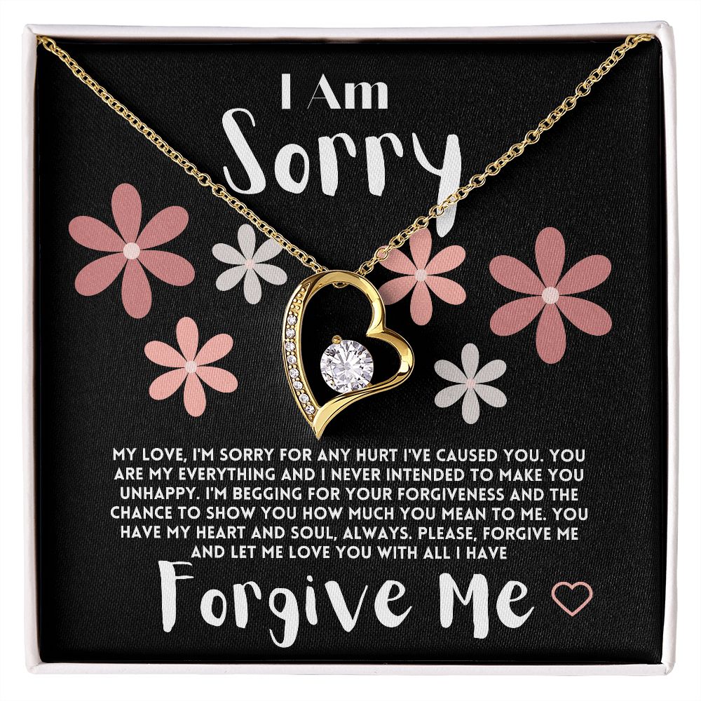Apology Gift Ideas To My Love/Girlfriend/Wife, I Am Sorry Heart Jewelry Necklace Present With A Message Card In A Box, Forgive Me Gifts For My Soulmate In Life - Zahlia