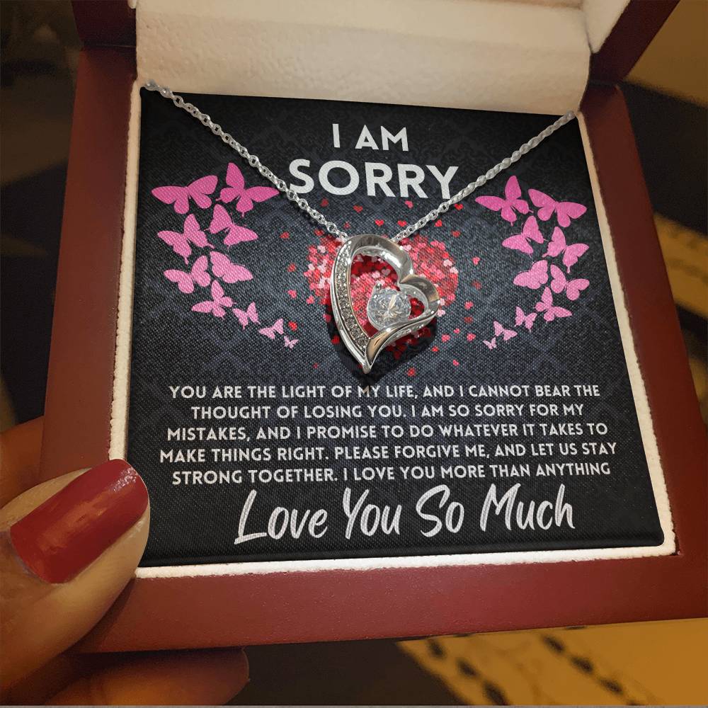 Apology Gift Ideas To My Love/Girlfriend/Wife, I Am Sorry Heart Jewelry Necklace Present With A Message Card In A Gift Box, Forgive Me Gifts For My Soulmate In Life - Zahlia