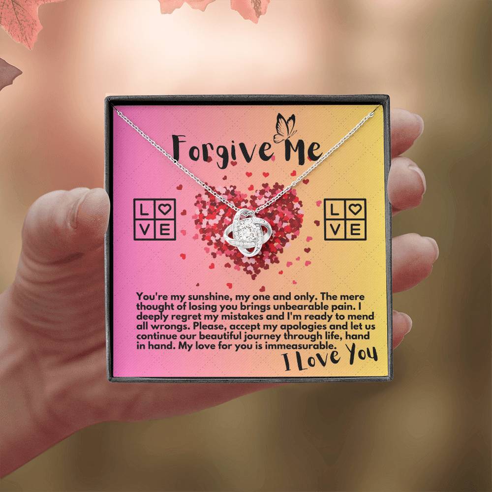 Apology Gift Ideas To My Love/Girlfriend/Wife, Love Knot Jewelry Necklace Present With A Message Card In A Gift Box, Forgive Me Pendant Gifts For My Soulmate In Life - Zahlia