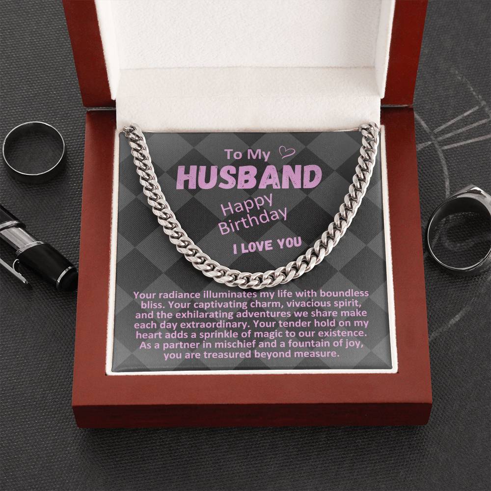 Birthday Gifts Ideas To My Husband/Soulmate, Cuban Chain Necklace With A Message Card In A Gift Box, Mens Jewelry Present To Hubby From Wife - Zahlia