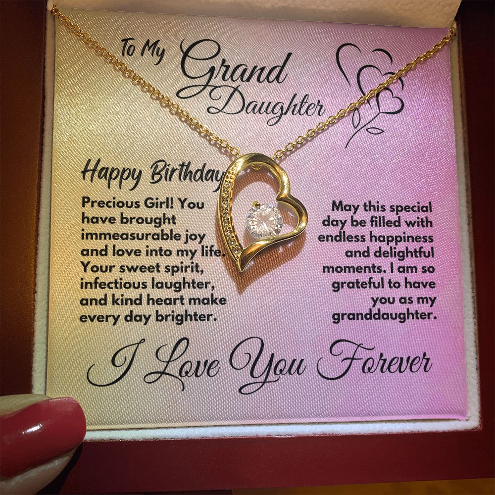 Jewelry Birthday Gift Ideas For Granddaughter, Cute Heart Necklace Present With A Message Card In A Gift Box, Unique Bday Present For Grandchild/Grandkid - Zahlia