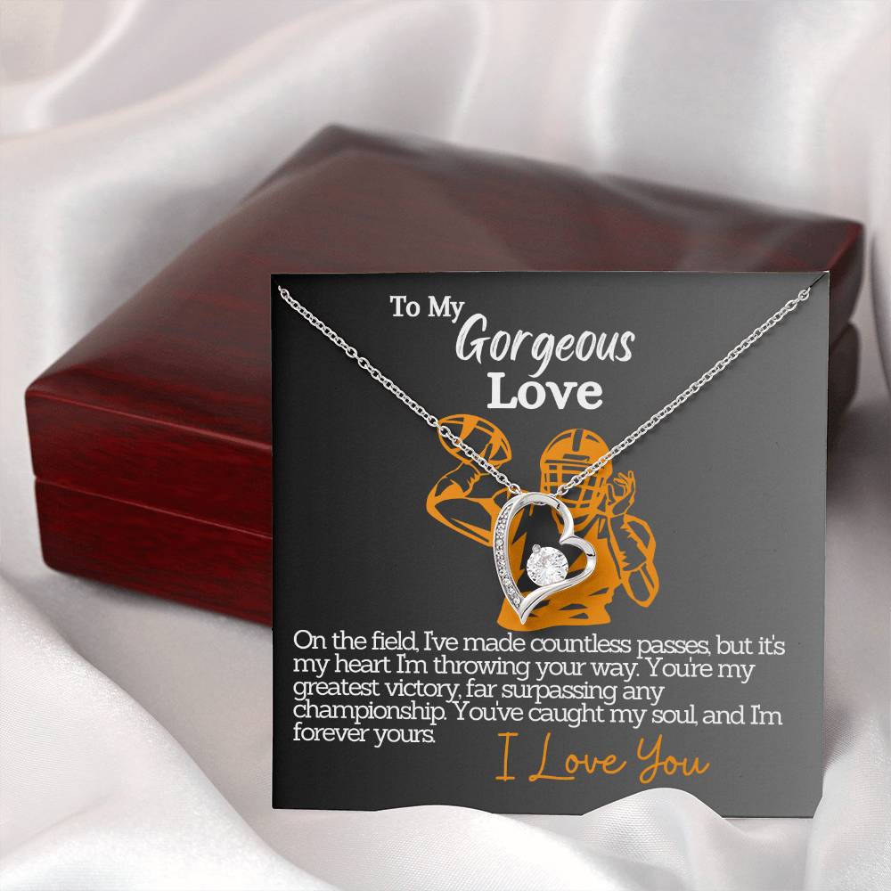 Score Big in Love: Necklace & Message Card Combo for Football Enthusiasts - Perfect Spouse Gift for Anniversaries, Game Nights, and Intimate Touchdowns