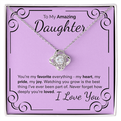 To My Amazing Daughter Necklace – Heartfelt Jewelry Gift with Loving Message Card – Birthday, Graduation, Christmas, or Special Occasion from Mom or Dad