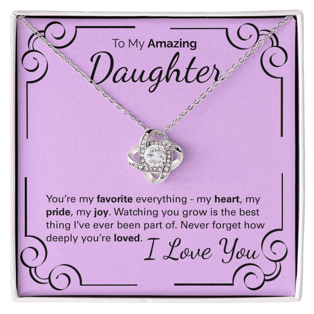 To My Amazing Daughter Necklace – Heartfelt Jewelry Gift with Loving Message Card – Birthday, Graduation, Christmas, or Special Occasion from Mom or Dad