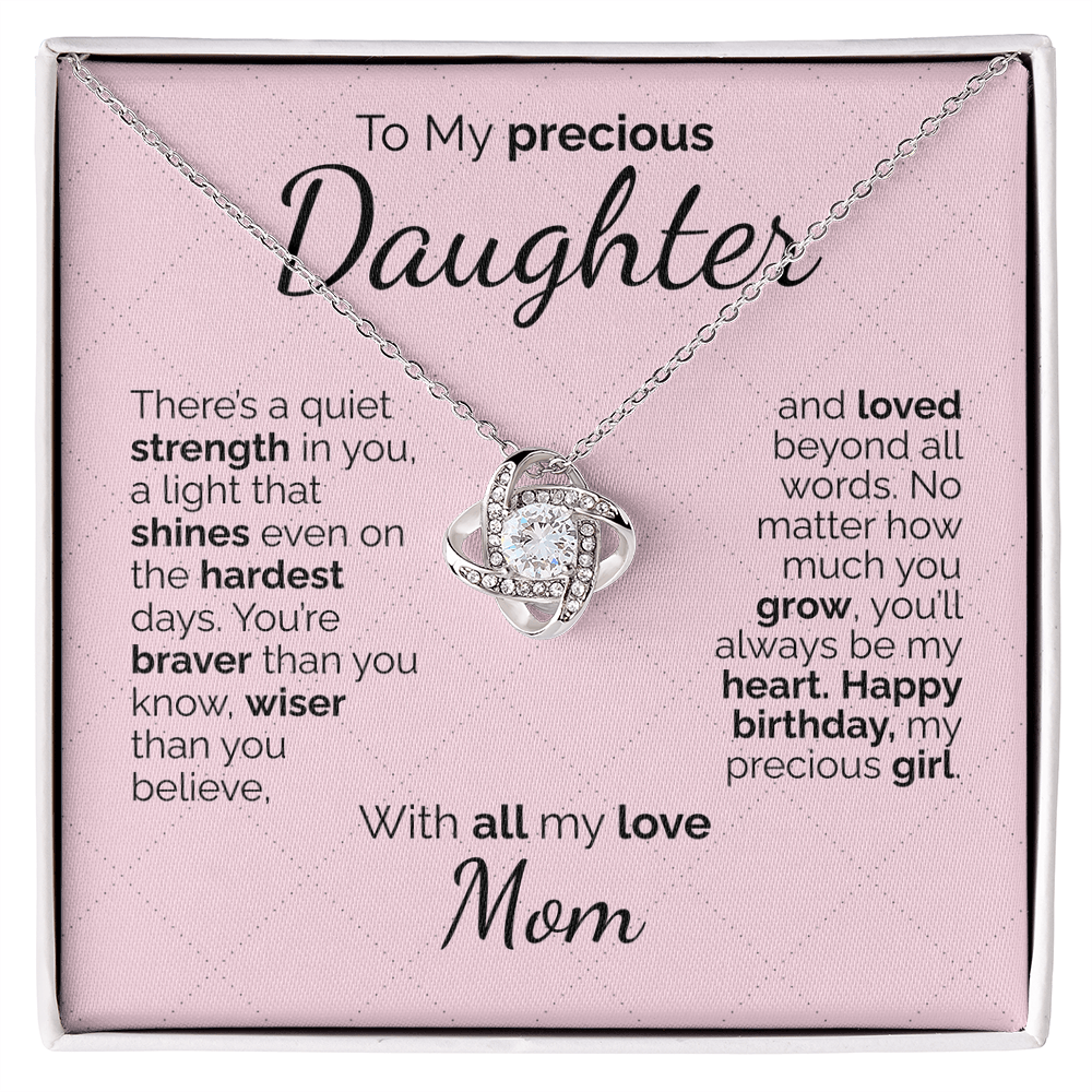 To My Daughter Necklace – Sentimental Jewelry Gift with Heartfelt Message Card – Birthday Present from Mom