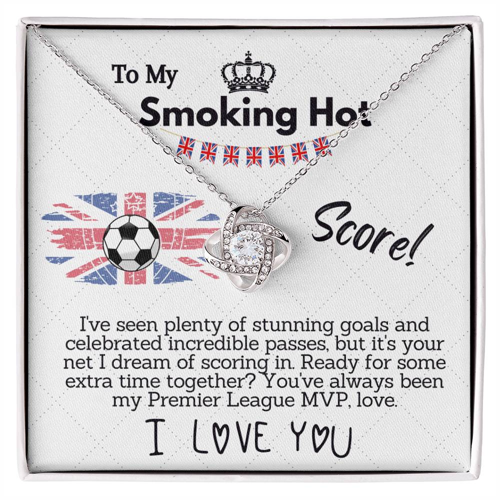 Romantic Jewelry Message Card for Wife or Girlfriend: 'To My Smoking Hot Score' - Perfect Gift from Husband for Soccer Lovers, Premier League Fans - I Love You Card in Elegant Gift Box
