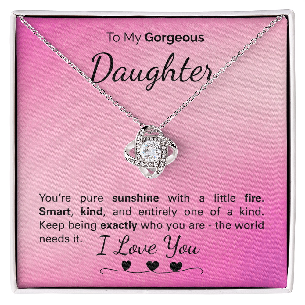 To My Gorgeous Daughter Necklace – Inspirational Jewelry Gift with Loving Message Card – Birthday, Graduation, Christmas, or Special Occasion from Mom or Dad