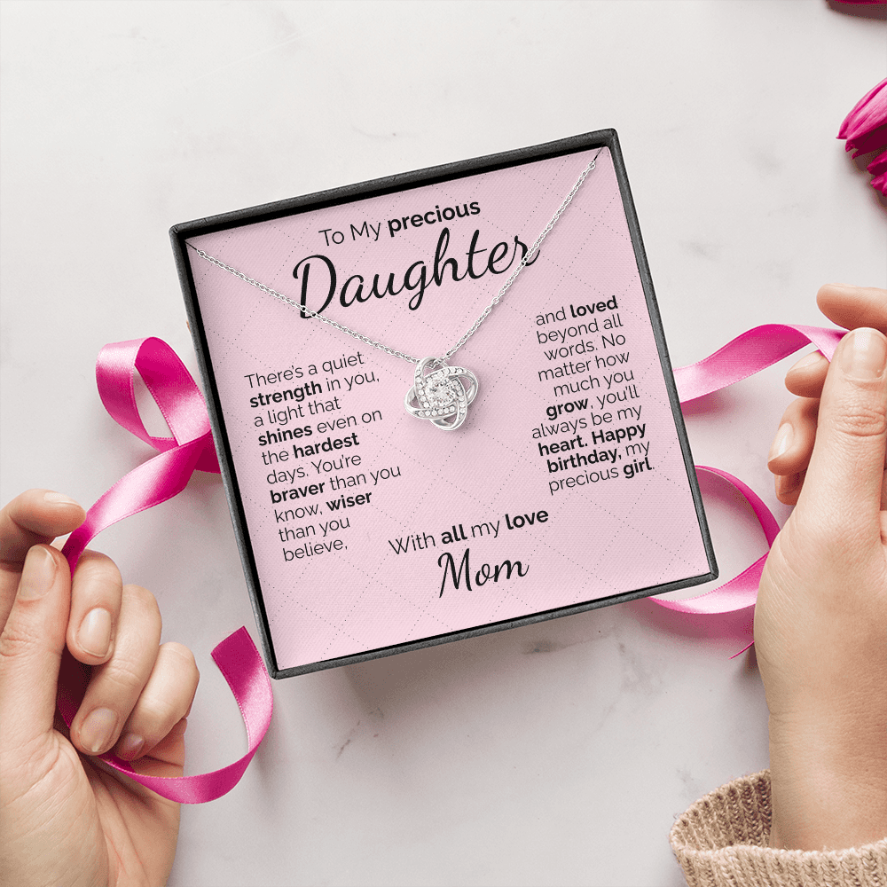 To My Daughter Necklace – Sentimental Jewelry Gift with Heartfelt Message Card – Birthday Present from Mom