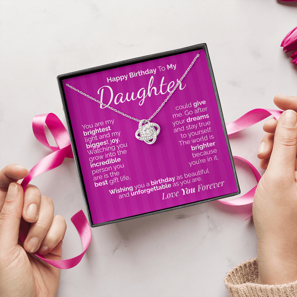 Happy Birthday to My Daughter Necklace – Sentimental Jewelry Gift with Heartfelt Message Card – Birthday Present from Mom or Dad