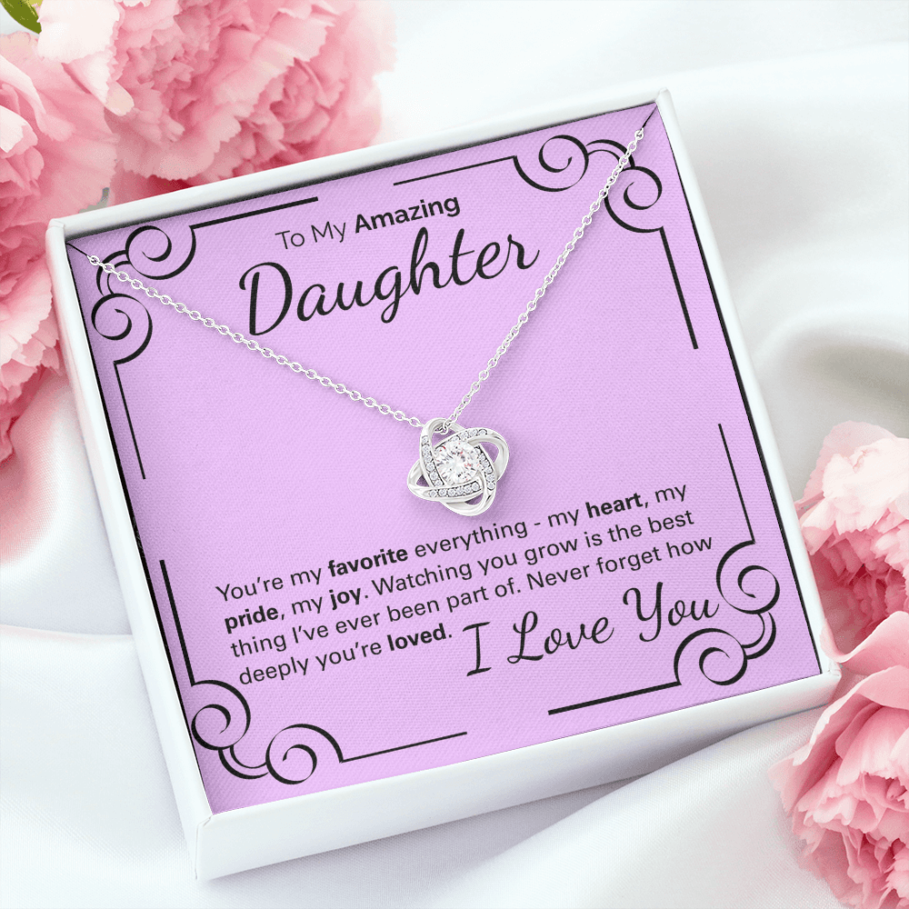 To My Amazing Daughter Necklace – Heartfelt Jewelry Gift with Loving Message Card – Birthday, Graduation, Christmas, or Special Occasion from Mom or Dad
