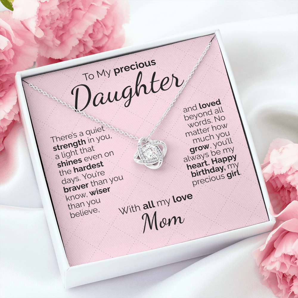 To My Daughter Necklace – Sentimental Jewelry Gift with Heartfelt Message Card – Birthday Present from Mom