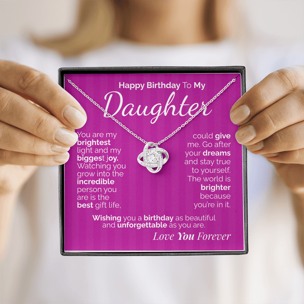 Happy Birthday to My Daughter Necklace – Sentimental Jewelry Gift with Heartfelt Message Card – Birthday Present from Mom or Dad