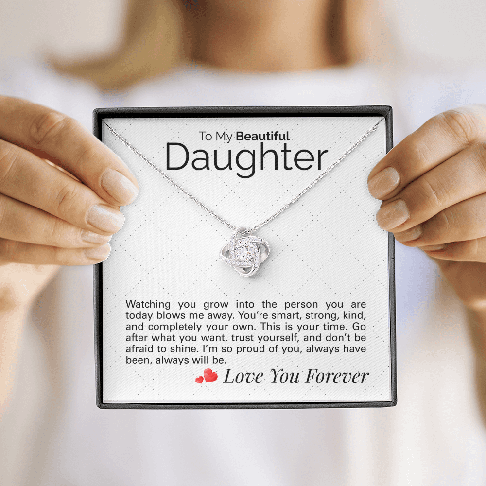 To My Beautiful Daughter Necklace – Sentimental Jewelry Gift with Heartfelt Message Card – Graduation, Birthday, or Special Occasion Gift from Mom or Dad