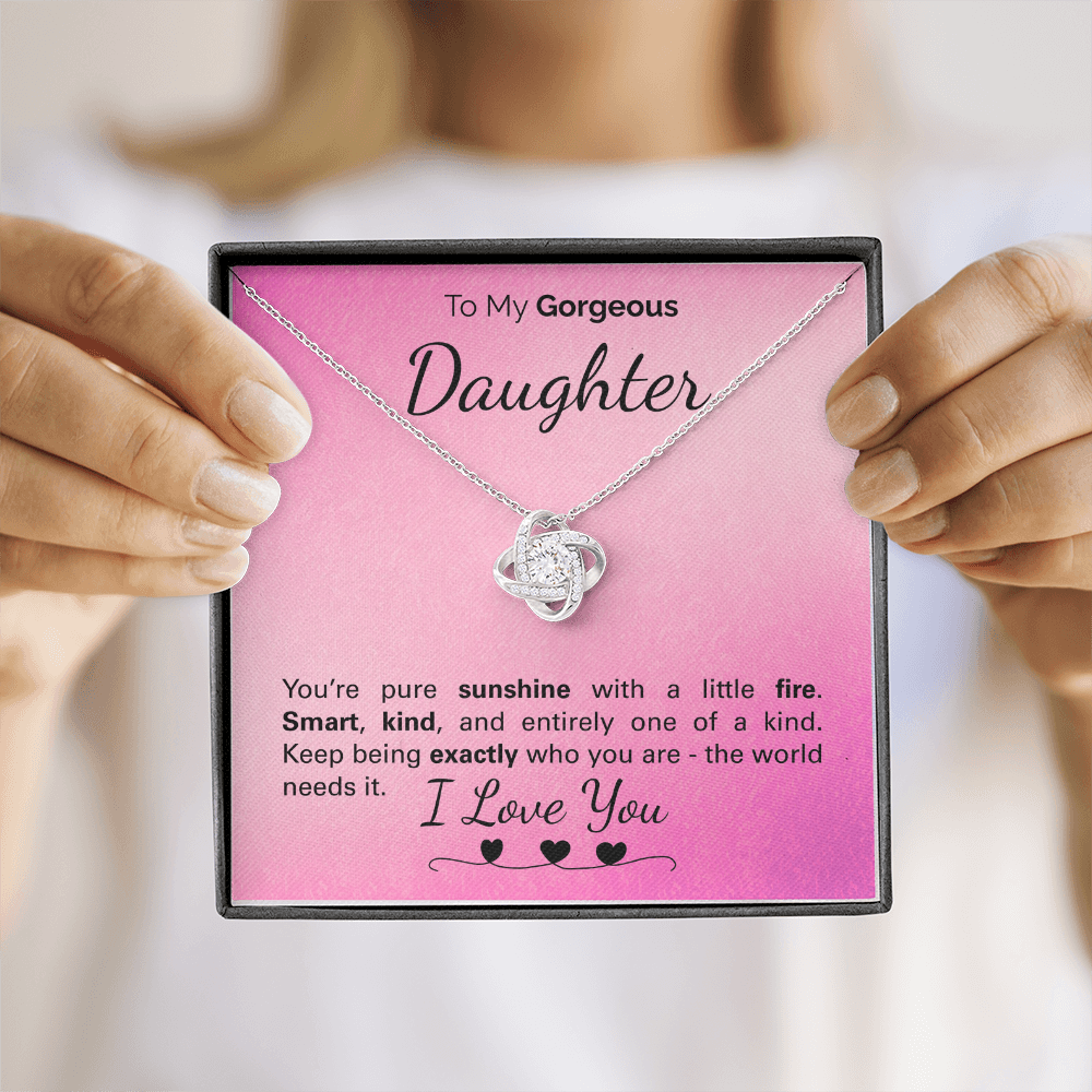 To My Gorgeous Daughter Necklace – Inspirational Jewelry Gift with Loving Message Card – Birthday, Graduation, Christmas, or Special Occasion from Mom or Dad
