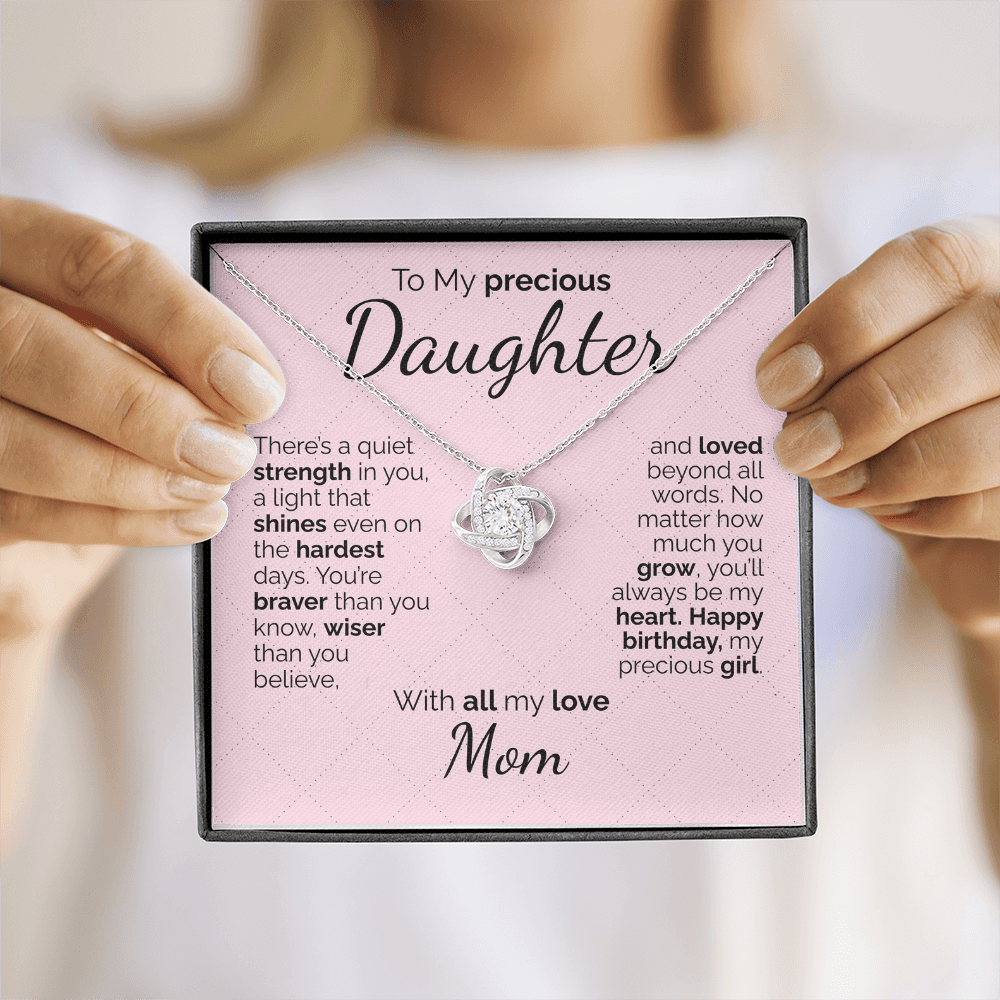 To My Daughter Necklace – Sentimental Jewelry Gift with Heartfelt Message Card – Birthday Present from Mom