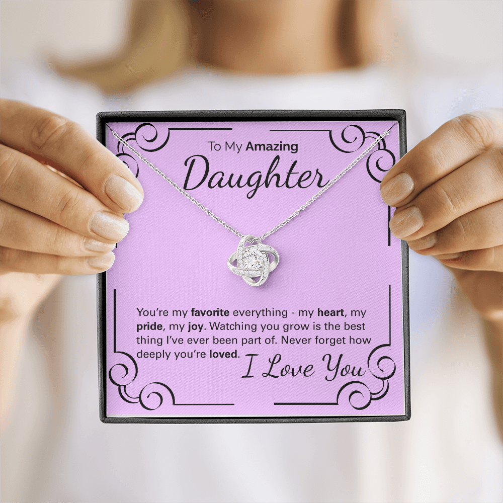 To My Amazing Daughter Necklace – Heartfelt Jewelry Gift with Loving Message Card – Birthday, Graduation, Christmas, or Special Occasion from Mom or Dad