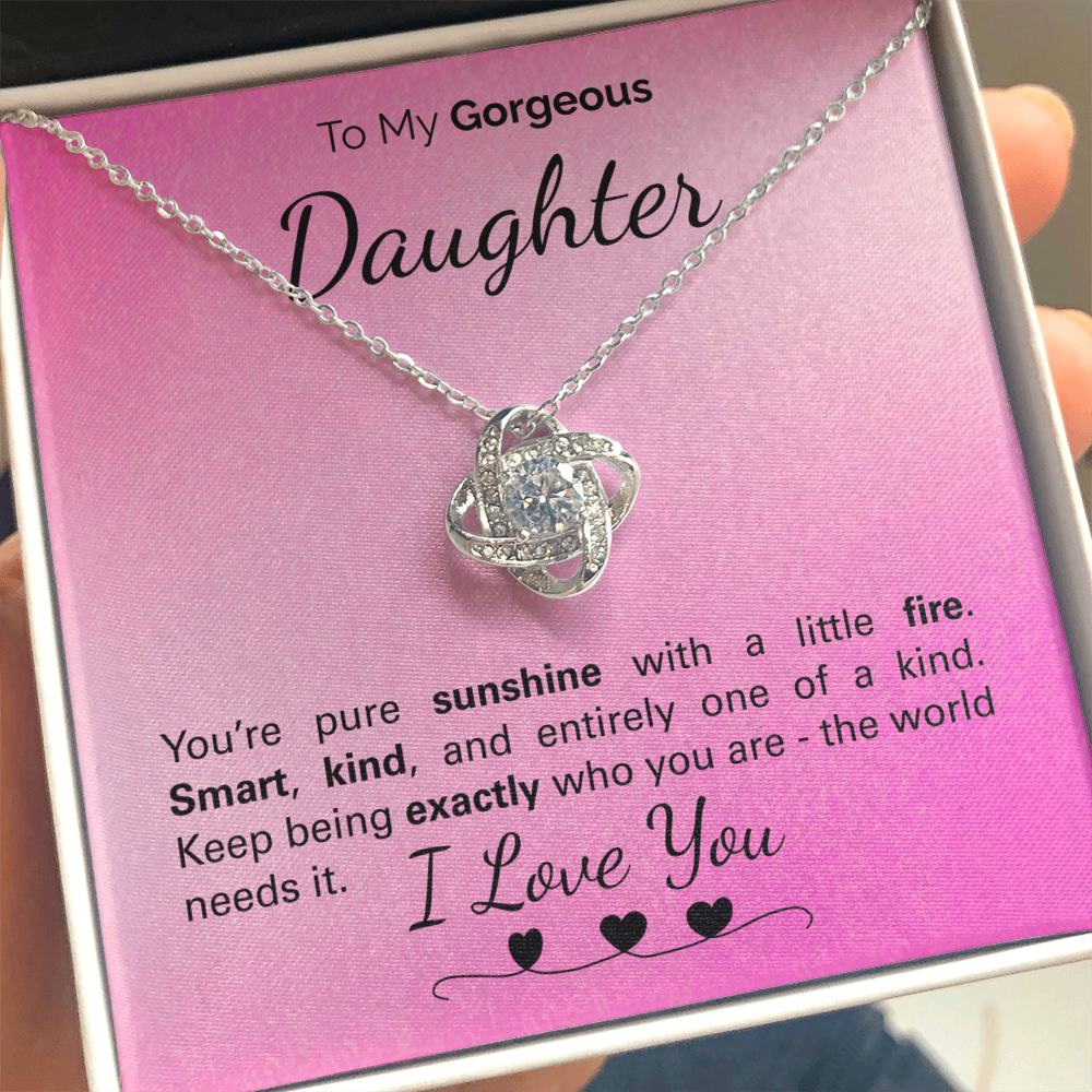 To My Gorgeous Daughter Necklace – Inspirational Jewelry Gift with Loving Message Card – Birthday, Graduation, Christmas, or Special Occasion from Mom or Dad