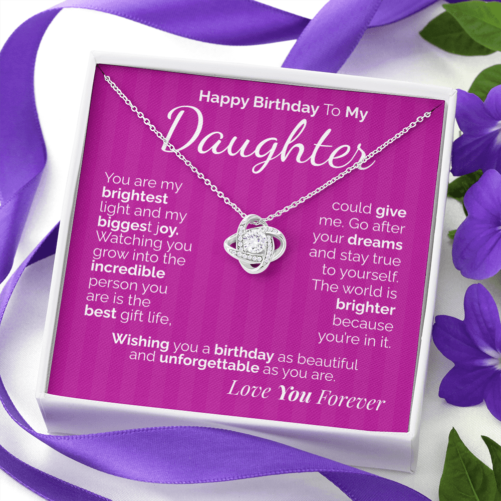 Happy Birthday to My Daughter Necklace – Sentimental Jewelry Gift with Heartfelt Message Card – Birthday Present from Mom or Dad