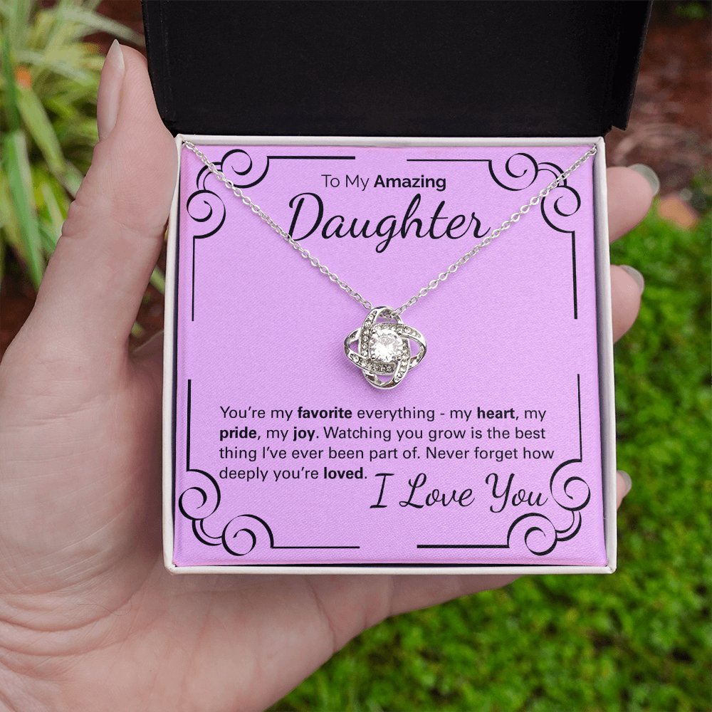 To My Amazing Daughter Necklace – Heartfelt Jewelry Gift with Loving Message Card – Birthday, Graduation, Christmas, or Special Occasion from Mom or Dad
