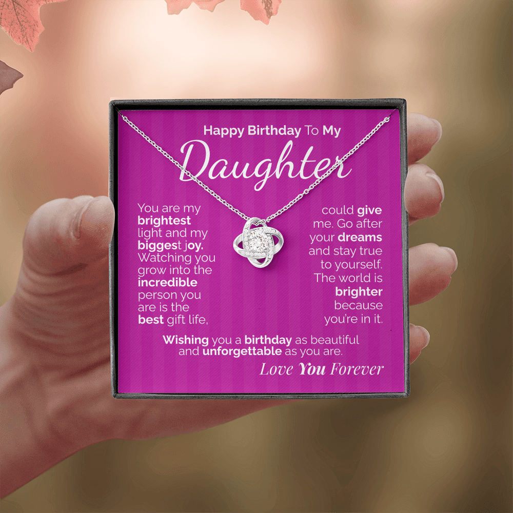 Happy Birthday to My Daughter Necklace – Sentimental Jewelry Gift with Heartfelt Message Card – Birthday Present from Mom or Dad