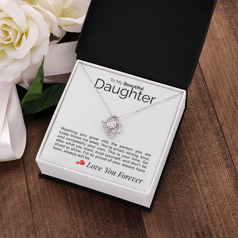 To My Beautiful Daughter Necklace – Sentimental Jewelry Gift with Heartfelt Message Card – Graduation, Birthday, or Special Occasion Gift from Mom or Dad