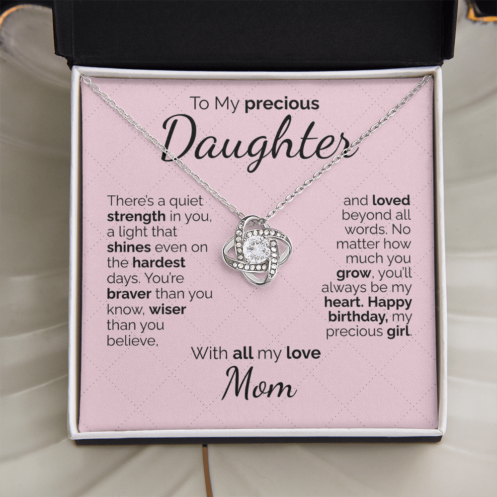 To My Daughter Necklace – Sentimental Jewelry Gift with Heartfelt Message Card – Birthday Present from Mom