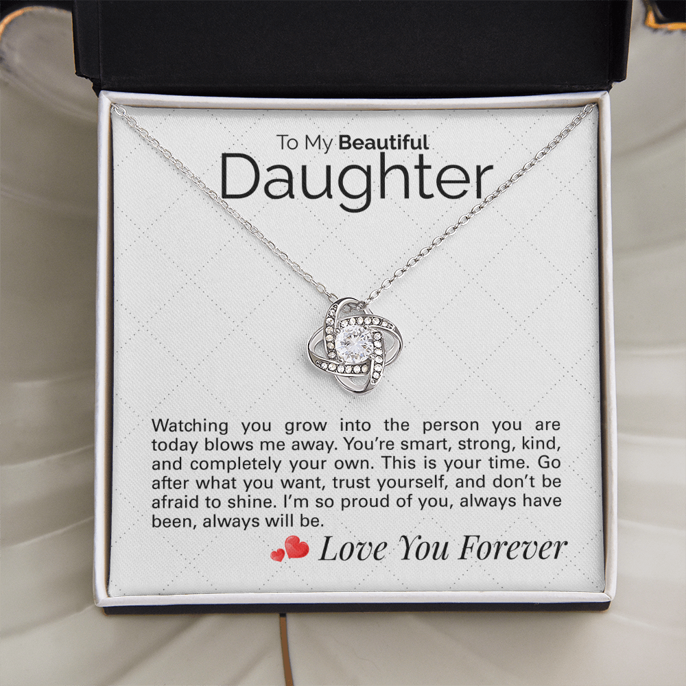 To My Beautiful Daughter Necklace – Sentimental Jewelry Gift with Heartfelt Message Card – Graduation, Birthday, or Special Occasion Gift from Mom or Dad