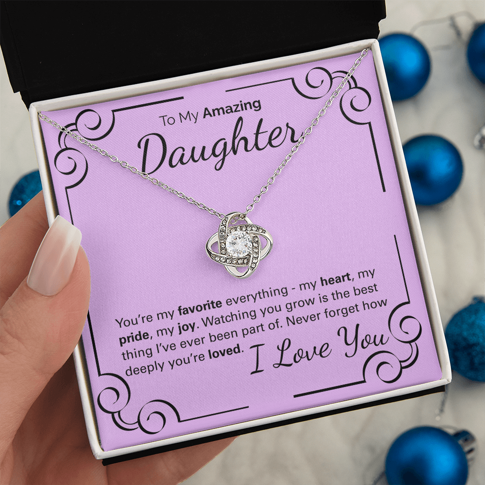 To My Amazing Daughter Necklace – Heartfelt Jewelry Gift with Loving Message Card – Birthday, Graduation, Christmas, or Special Occasion from Mom or Dad