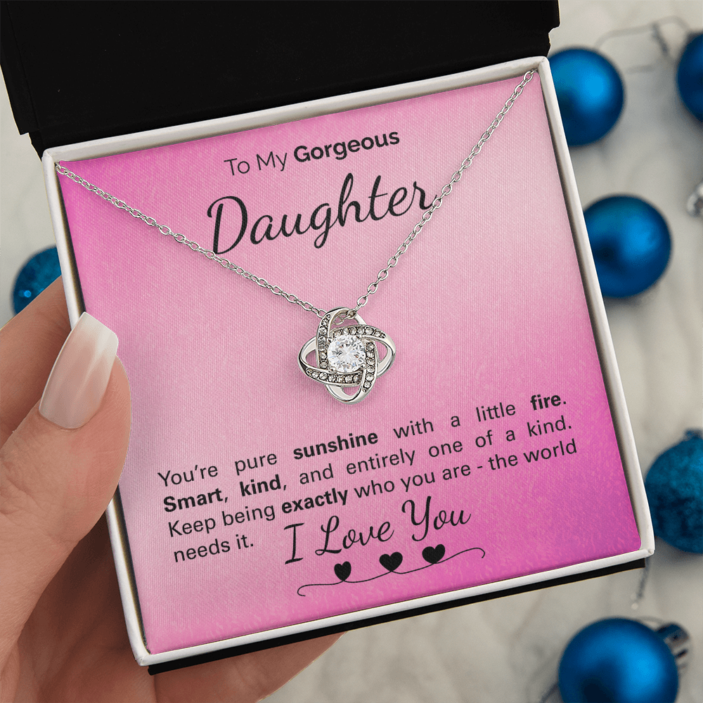 To My Gorgeous Daughter Necklace – Inspirational Jewelry Gift with Loving Message Card – Birthday, Graduation, Christmas, or Special Occasion from Mom or Dad