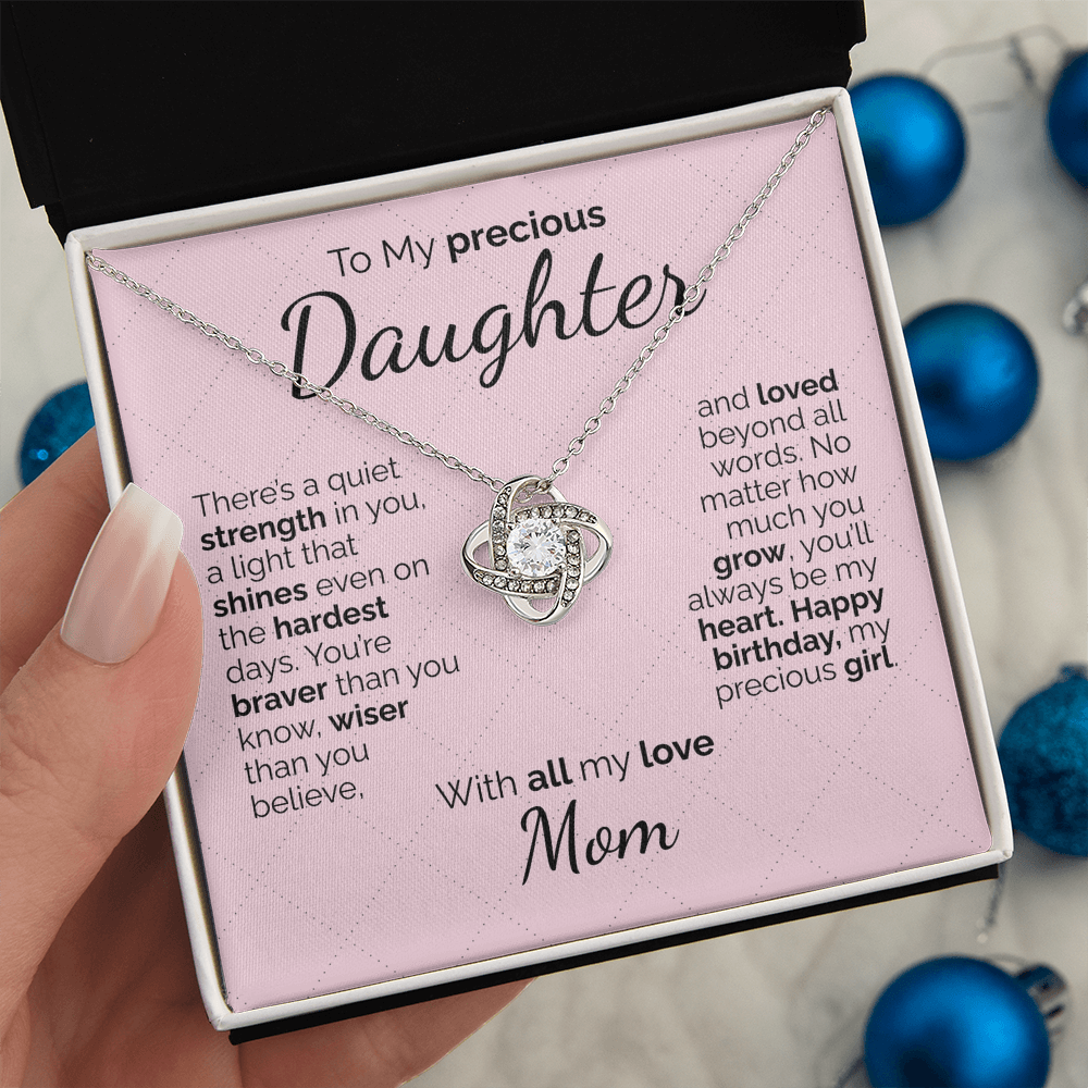 To My Daughter Necklace – Sentimental Jewelry Gift with Heartfelt Message Card – Birthday Present from Mom