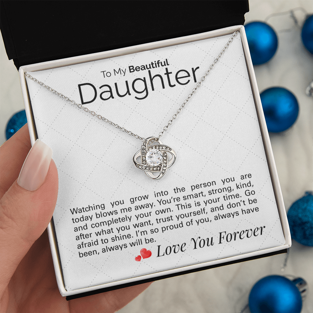 To My Beautiful Daughter Necklace – Sentimental Jewelry Gift with Heartfelt Message Card – Graduation, Birthday, or Special Occasion Gift from Mom or Dad