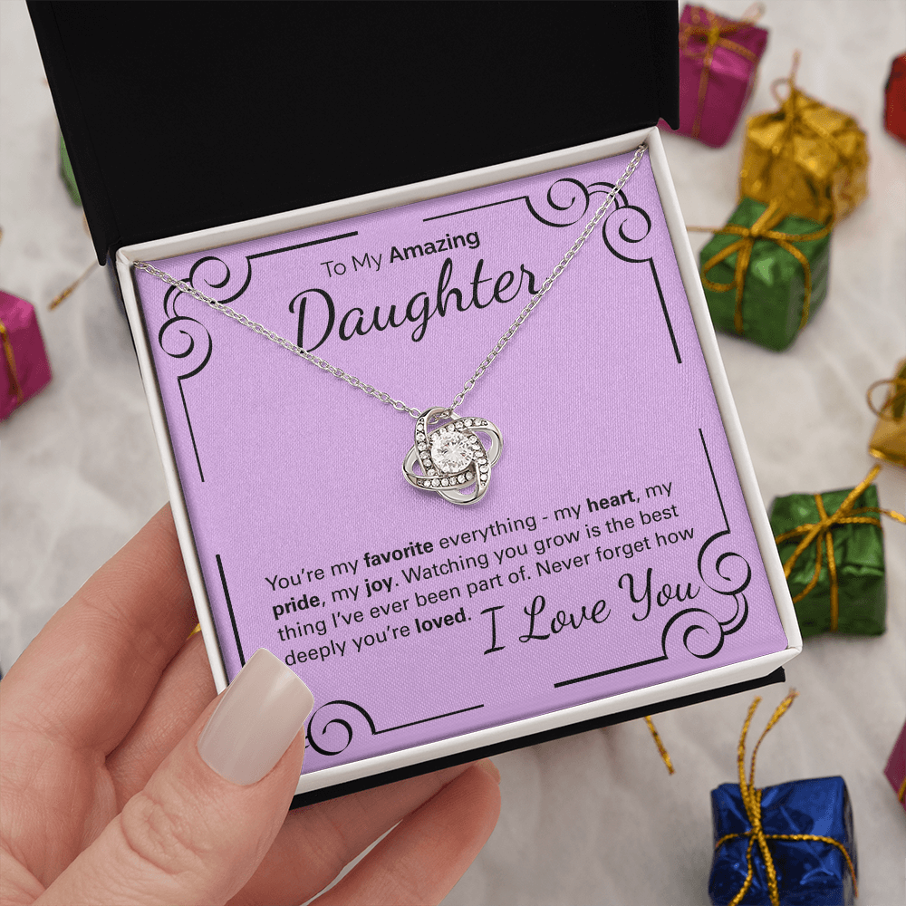 To My Amazing Daughter Necklace – Heartfelt Jewelry Gift with Loving Message Card – Birthday, Graduation, Christmas, or Special Occasion from Mom or Dad