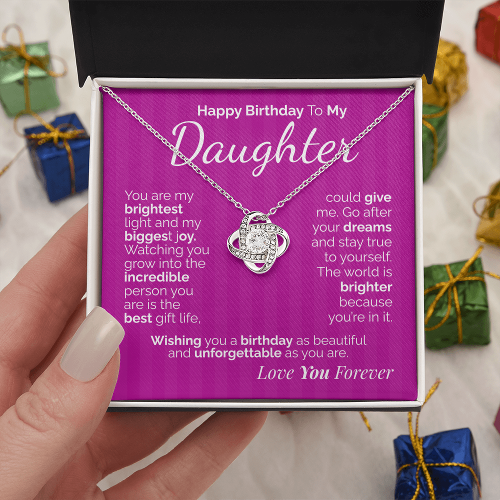 Happy Birthday to My Daughter Necklace – Sentimental Jewelry Gift with Heartfelt Message Card – Birthday Present from Mom or Dad