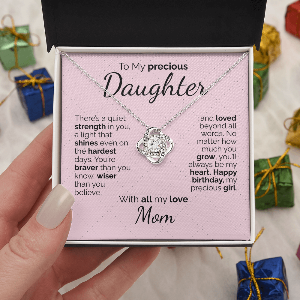 To My Daughter Necklace – Sentimental Jewelry Gift with Heartfelt Message Card – Birthday Present from Mom