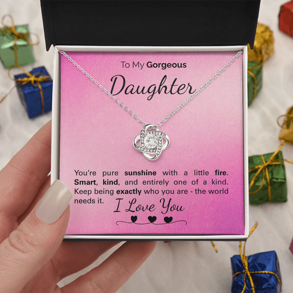 To My Gorgeous Daughter Necklace – Inspirational Jewelry Gift with Loving Message Card – Birthday, Graduation, Christmas, or Special Occasion from Mom or Dad