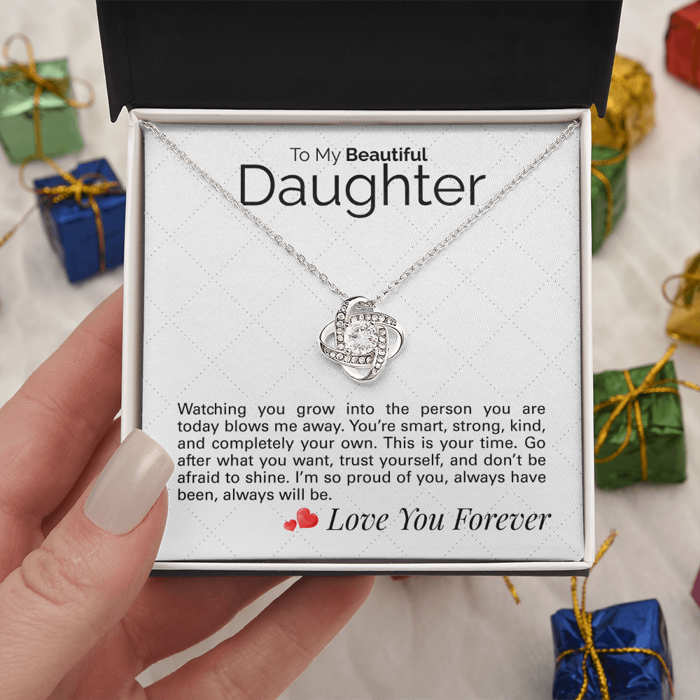 To My Beautiful Daughter Necklace – Sentimental Jewelry Gift with Heartfelt Message Card – Graduation, Birthday, or Special Occasion Gift from Mom or Dad