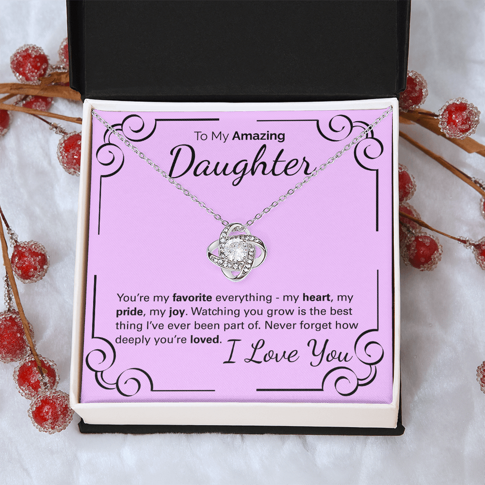 To My Amazing Daughter Necklace – Heartfelt Jewelry Gift with Loving Message Card – Birthday, Graduation, Christmas, or Special Occasion from Mom or Dad