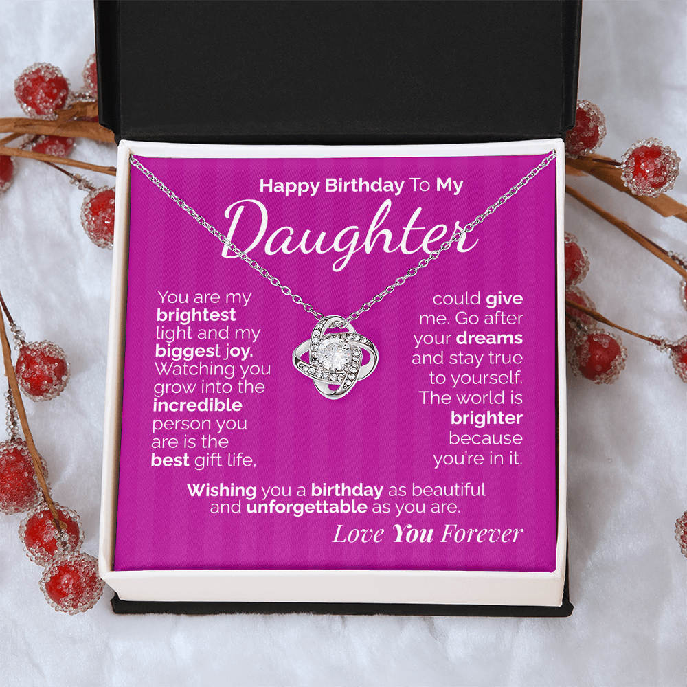 Happy Birthday to My Daughter Necklace – Sentimental Jewelry Gift with Heartfelt Message Card – Birthday Present from Mom or Dad