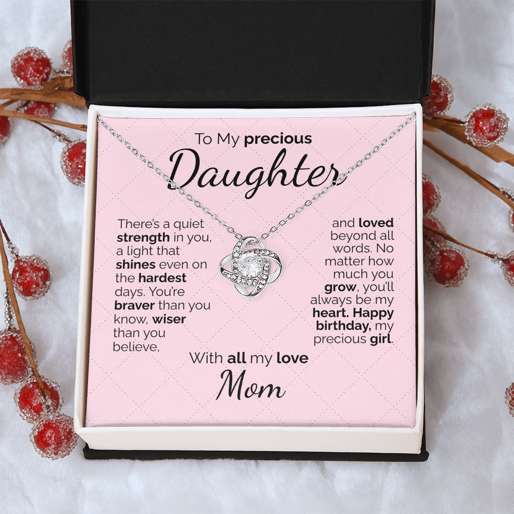 To My Daughter Necklace – Sentimental Jewelry Gift with Heartfelt Message Card – Birthday Present from Mom