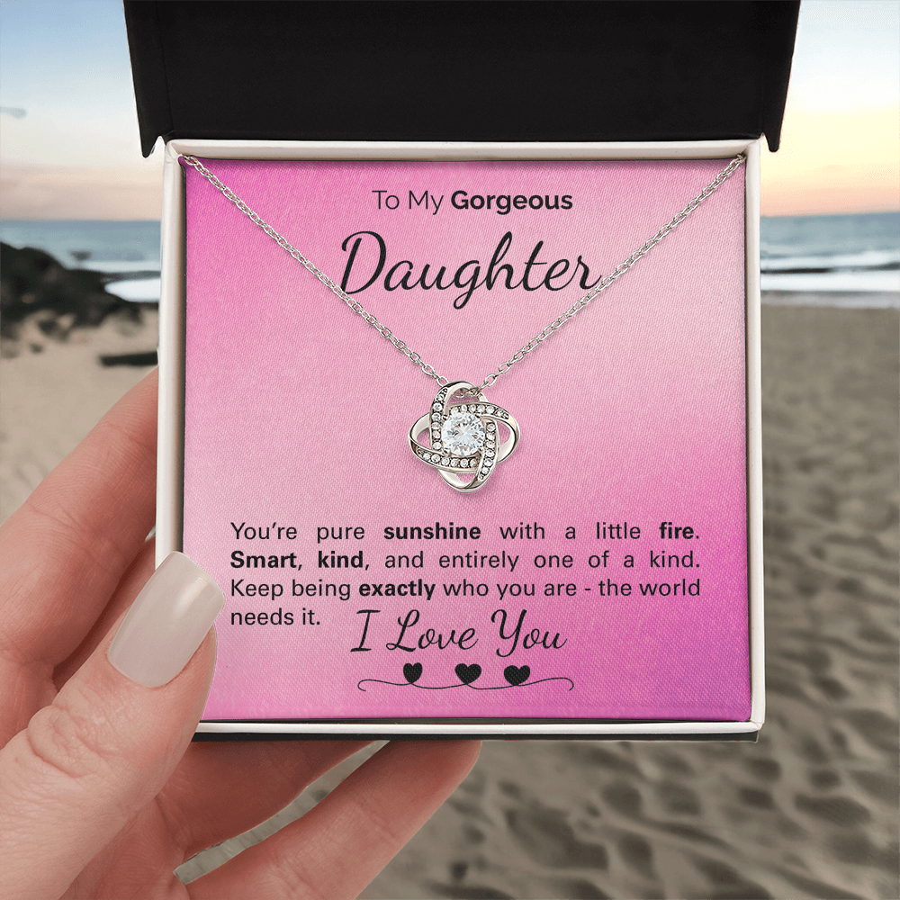 To My Gorgeous Daughter Necklace – Inspirational Jewelry Gift with Loving Message Card – Birthday, Graduation, Christmas, or Special Occasion from Mom or Dad