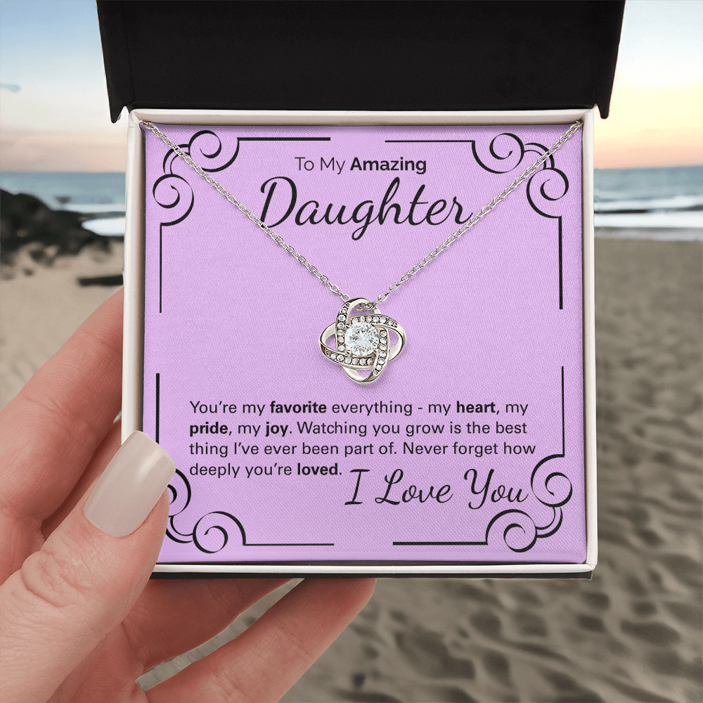 To My Amazing Daughter Necklace – Heartfelt Jewelry Gift with Loving Message Card – Birthday, Graduation, Christmas, or Special Occasion from Mom or Dad
