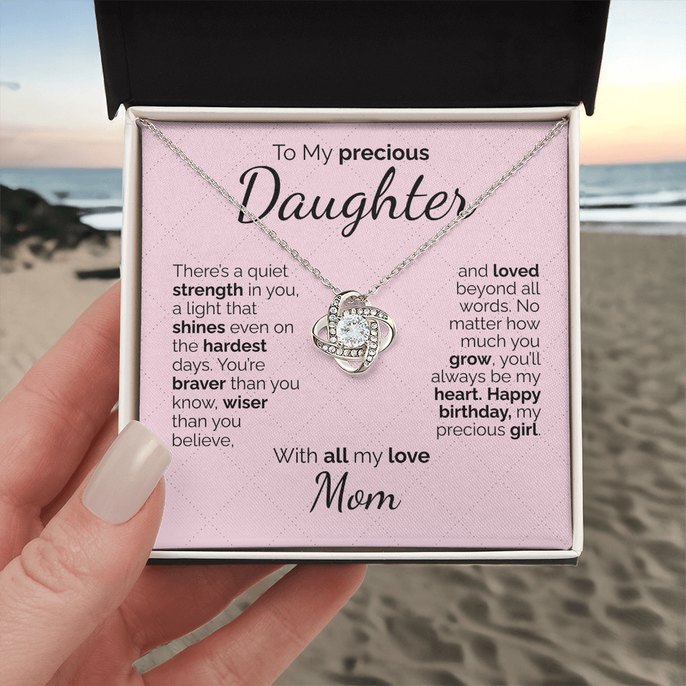 To My Daughter Necklace – Sentimental Jewelry Gift with Heartfelt Message Card – Birthday Present from Mom