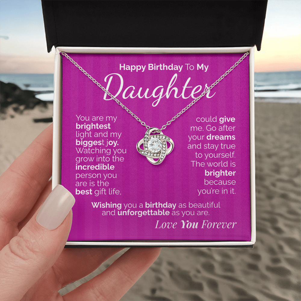Happy Birthday to My Daughter Necklace – Sentimental Jewelry Gift with Heartfelt Message Card – Birthday Present from Mom or Dad