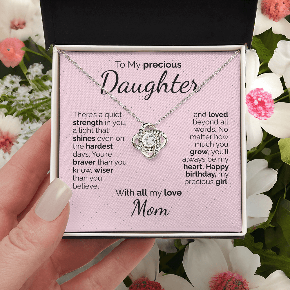 To My Daughter Necklace – Sentimental Jewelry Gift with Heartfelt Message Card – Birthday Present from Mom