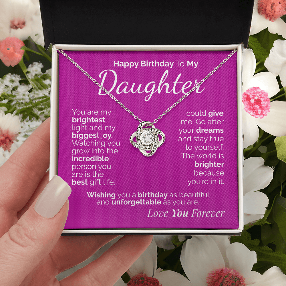 Happy Birthday to My Daughter Necklace – Sentimental Jewelry Gift with Heartfelt Message Card – Birthday Present from Mom or Dad